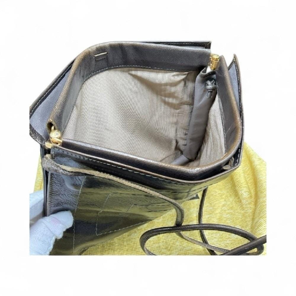 Fendi Vintage Brown Leather Crossbody Bag FF Logo Concentric Stitching Purse - Picture 4 of 7